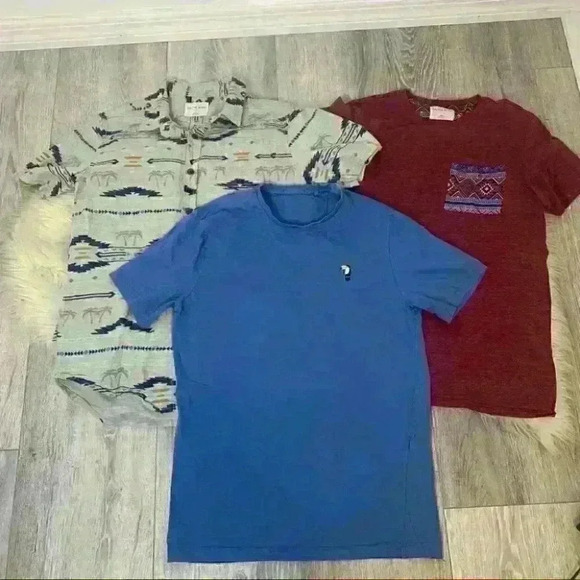 Mens On the byas surfer skater Aztec tropical shirt bundle of 3 Sz small - Picture 1 of 8